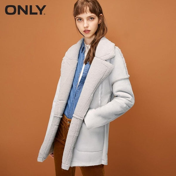 ONLY womens' winter new lamb cashmere suede cotton jacket