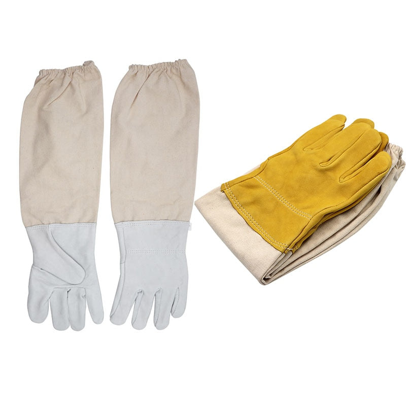 Beekeeping Protective Gloves Sheepskin Sleeves ventilated Professional Anti Bee for Apiculture Beekeeper beehive