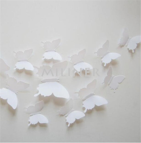 Free shipping 12pcs PVC 3d Butterfly wall decor cute Butterflies wall stickers art Decals home Decoration room wall art