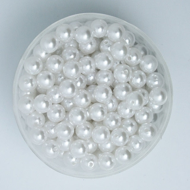 Hot Sale 8mm ABS Imitation Pearl beads Round Plastic Beads 130pcs/lot for Necklace and Bracelet DIY Making (BSG02-03)