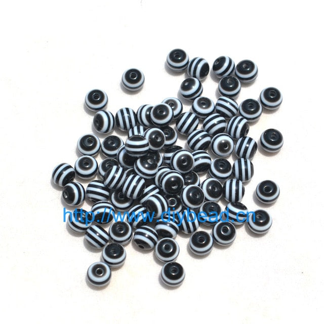 100 pcs DIY Bracelet Accessories Children Handcraft Department 18 Color 6MM Round Shape Resin Stripe Beads jewelry Findings