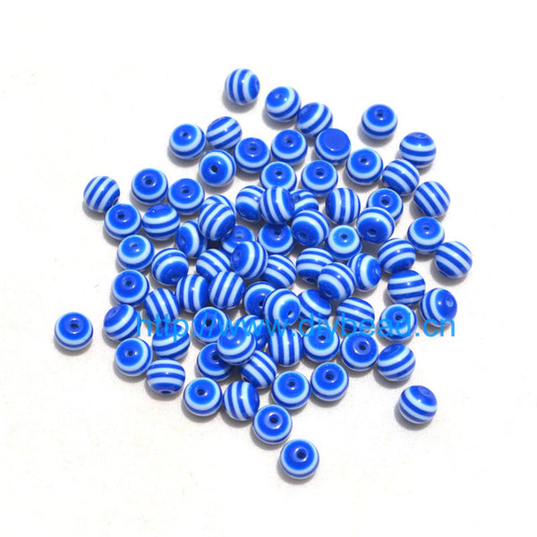 100 pcs DIY Bracelet Accessories Children Handcraft Department 18 Color 6MM Round Shape Resin Stripe Beads jewelry Findings
