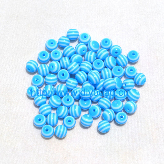 100 pcs DIY Bracelet Accessories Children Handcraft Department 18 Color 6MM Round Shape Resin Stripe Beads jewelry Findings