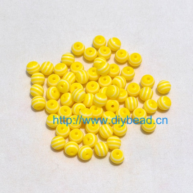 100 pcs DIY Bracelet Accessories Children Handcraft Department 18 Color 6MM Round Shape Resin Stripe Beads jewelry Findings