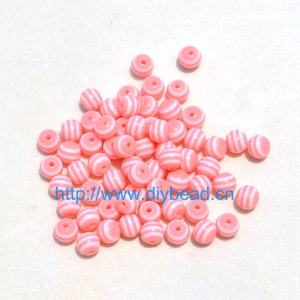 100 pcs DIY Bracelet Accessories Children Handcraft Department 18 Color 6MM Round Shape Resin Stripe Beads jewelry Findings