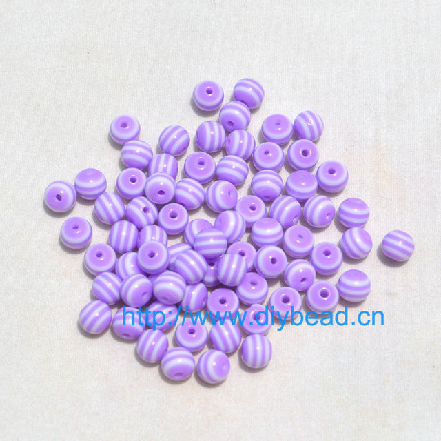 100 pcs DIY Bracelet Accessories Children Handcraft Department 18 Color 6MM Round Shape Resin Stripe Beads jewelry Findings