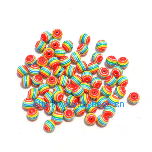 100 pcs DIY Bracelet Accessories Children Handcraft Department 18 Color 6MM Round Shape Resin Stripe Beads jewelry Findings