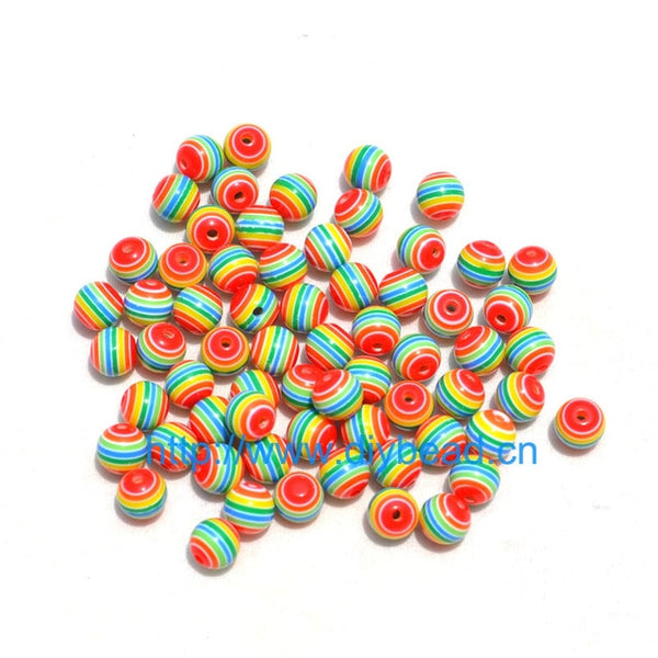 100 pcs DIY Bracelet Accessories Children Handcraft Department 18 Color 6MM Round Shape Resin Stripe Beads jewelry Findings