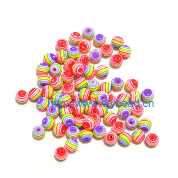 100 pcs DIY Bracelet Accessories Children Handcraft Department 18 Color 6MM Round Shape Resin Stripe Beads jewelry Findings