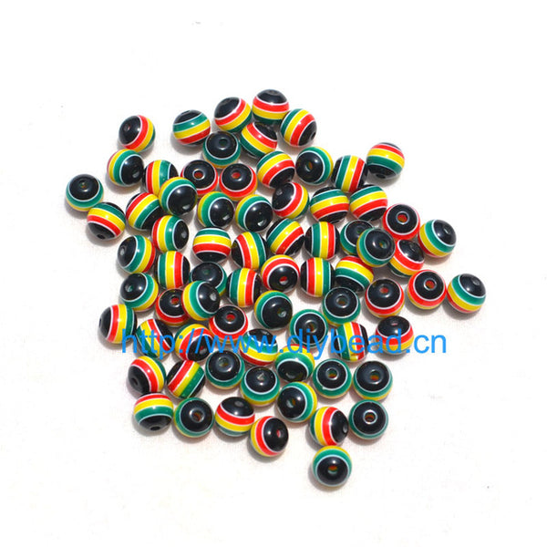 100 pcs DIY Bracelet Accessories Children Handcraft Department 18 Color 6MM Round Shape Resin Stripe Beads jewelry Findings