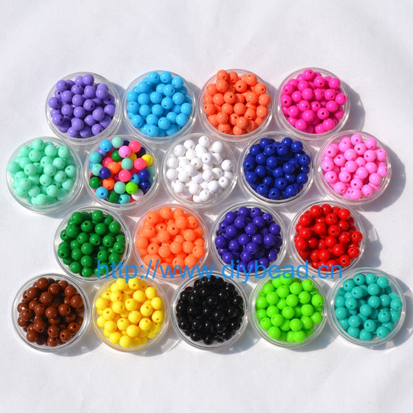 100pcs DIY Bracelet Accessories Children Gift Handcraft Department 18 Color 8MM Round Shape Acrylic Sugar Beads Jewelry Findings