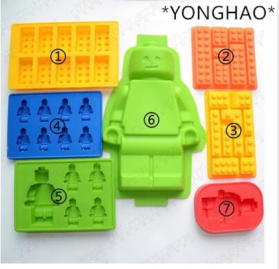 YONGHAO Cake Tools Holes Lego Mini Figure Robot Ice Cube Tray Mold Chocolate Cake Jelly Jello Silicone Mold Fondant Moulds  N543