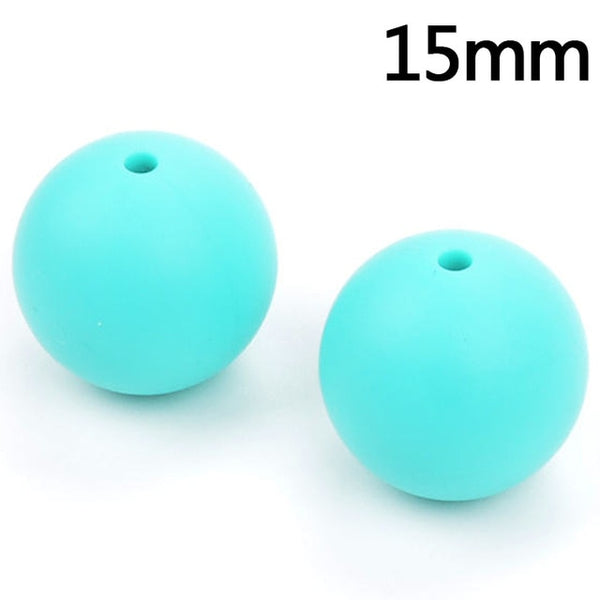 100pieces/lot Silicone Beads Baby Teething Beads 15mm Safe Food Grade Nursing Chewing Round Silicone Beads