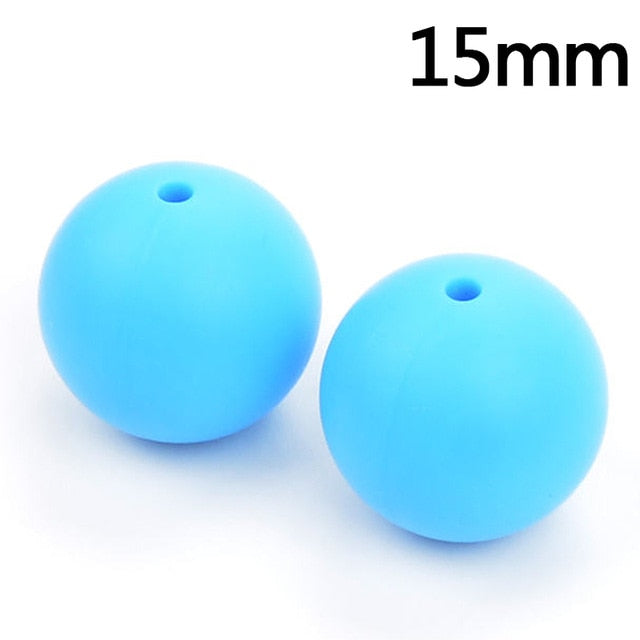 100pieces/lot Silicone Beads Baby Teething Beads 15mm Safe Food Grade Nursing Chewing Round Silicone Beads