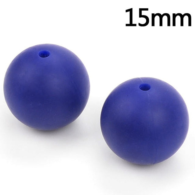 100pieces/lot Silicone Beads Baby Teething Beads 15mm Safe Food Grade Nursing Chewing Round Silicone Beads