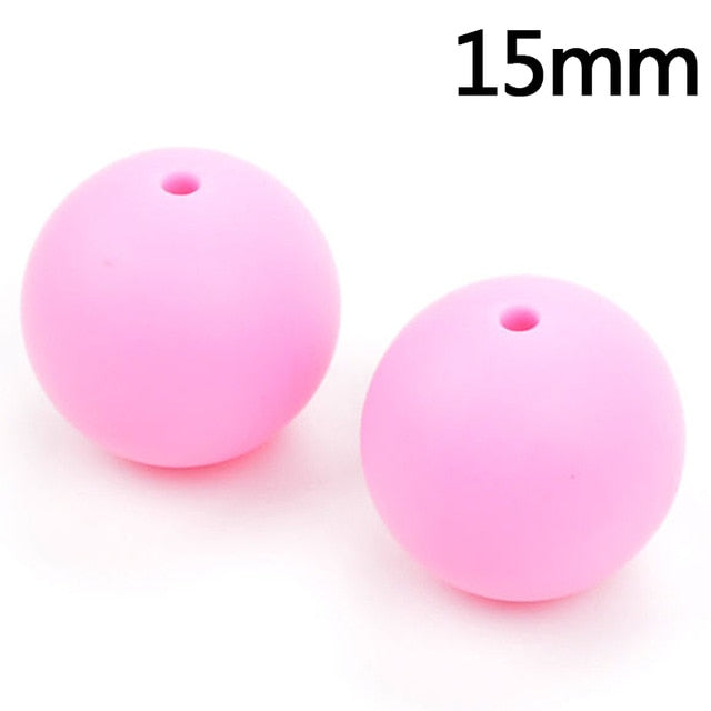 100pieces/lot Silicone Beads Baby Teething Beads 15mm Safe Food Grade Nursing Chewing Round Silicone Beads