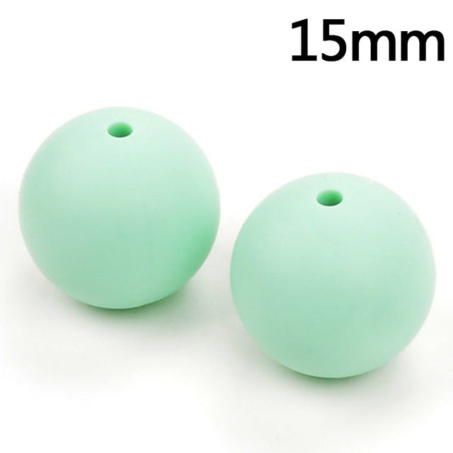 100pieces/lot Silicone Beads Baby Teething Beads 15mm Safe Food Grade Nursing Chewing Round Silicone Beads