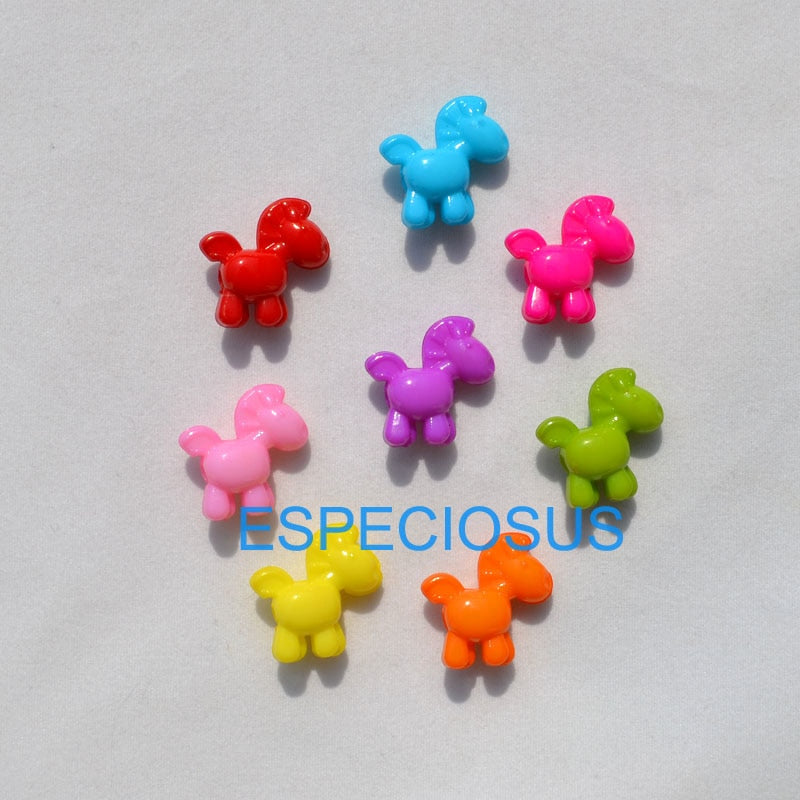 50pcs DIY Lovely Jewelry Making Accessory Cartoon Horse Acrylic Beads Mix Color Children Handcraft Department Plastic Fittings
