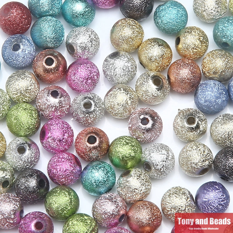 Free Shipping Mixed Stardust Acrylic Round Ball Spacer Beads Charms Findings 4 6 8 10 12 MM Pick Size For Jewelry Making AC1