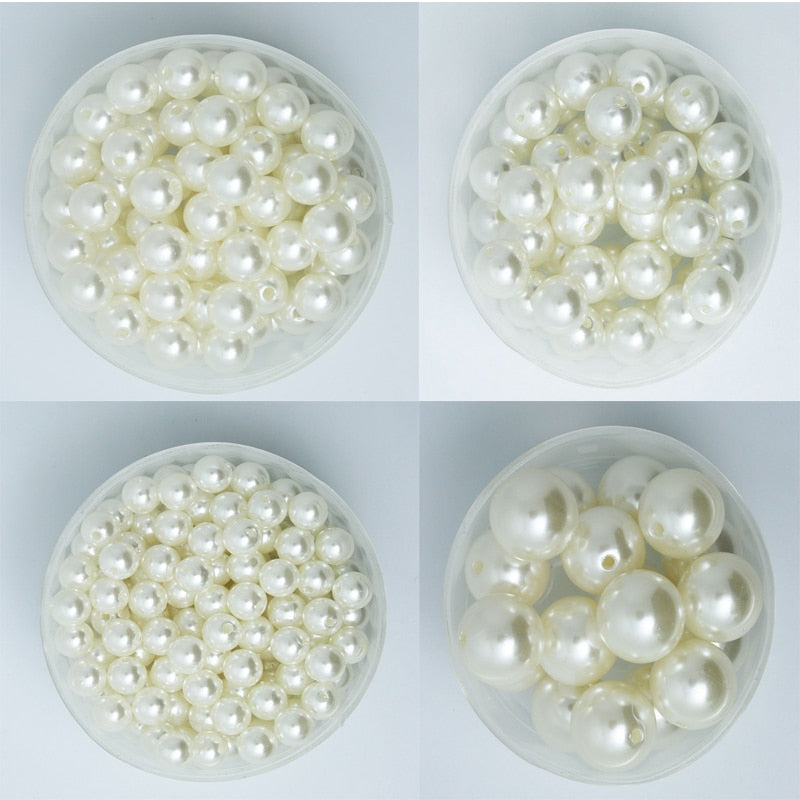 4-20mm Pearl Cabochon Round White Ivoy Pearl Imitation ABS Beads Jewelry Findings DIY Phone Case High Quality
