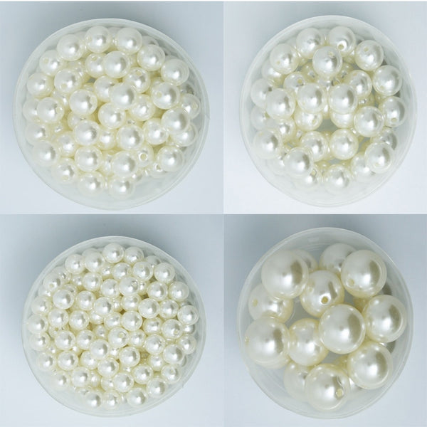 4-20mm Pearl Cabochon Round White Ivoy Pearl Imitation ABS Beads Jewelry Findings DIY Phone Case High Quality