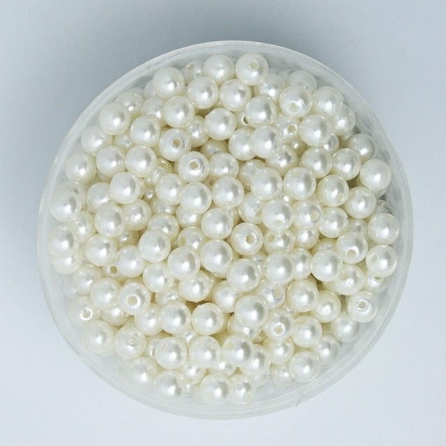 4-20mm Pearl Cabochon Round White Ivoy Pearl Imitation ABS Beads Jewelry Findings DIY Phone Case High Quality