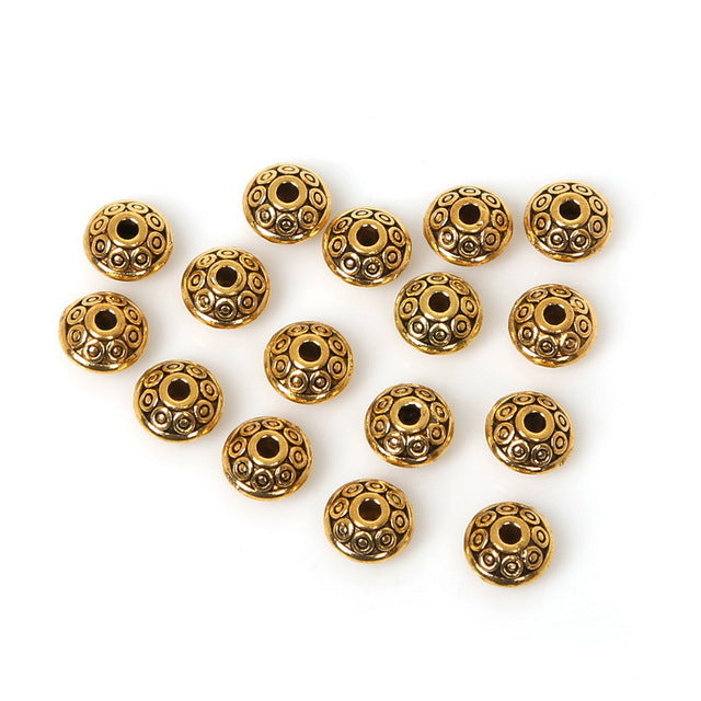 6mm 100pcs Mix Antique Silver/Gold/Bronze Plated Spacer Bead Findings Cone Pattern Metal Loose DIY Beads for Jewelry Making