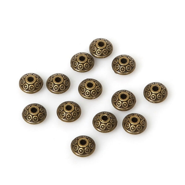 6mm 100pcs Mix Antique Silver/Gold/Bronze Plated Spacer Bead Findings Cone Pattern Metal Loose DIY Beads for Jewelry Making