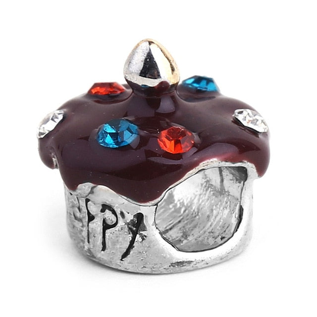 Free Shipping 1PC Silver Plated Red Enamel Snow White Apple Large Hole Beads Fit European Pandora Charm Bracelets & Necklaces