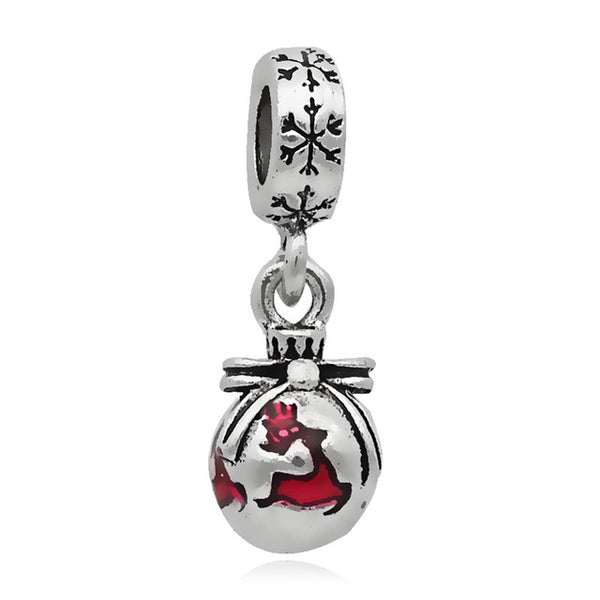 Free Shipping 1PC Silver Plated Red Enamel Snow White Apple Large Hole Beads Fit European Pandora Charm Bracelets & Necklaces