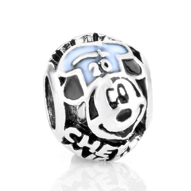 Free Shipping 1PC Silver Plated Red Enamel Snow White Apple Large Hole Beads Fit European Pandora Charm Bracelets & Necklaces