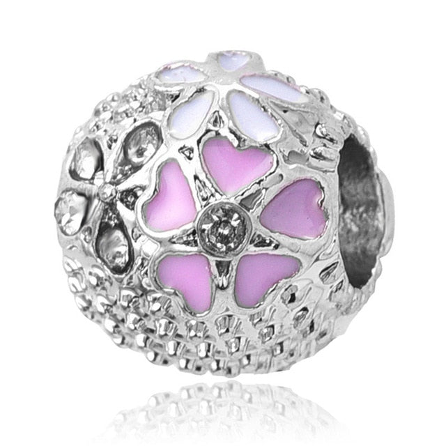 Free Shipping 1PC Silver Plated Red Enamel Snow White Apple Large Hole Beads Fit European Pandora Charm Bracelets & Necklaces