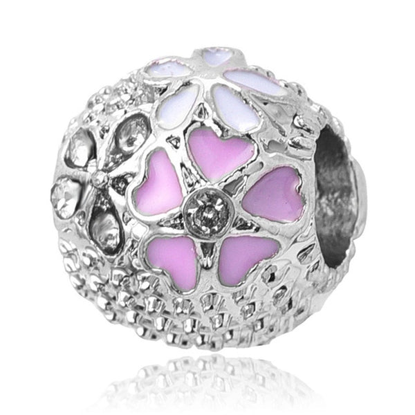 Free Shipping 1PC Silver Plated Red Enamel Snow White Apple Large Hole Beads Fit European Pandora Charm Bracelets & Necklaces