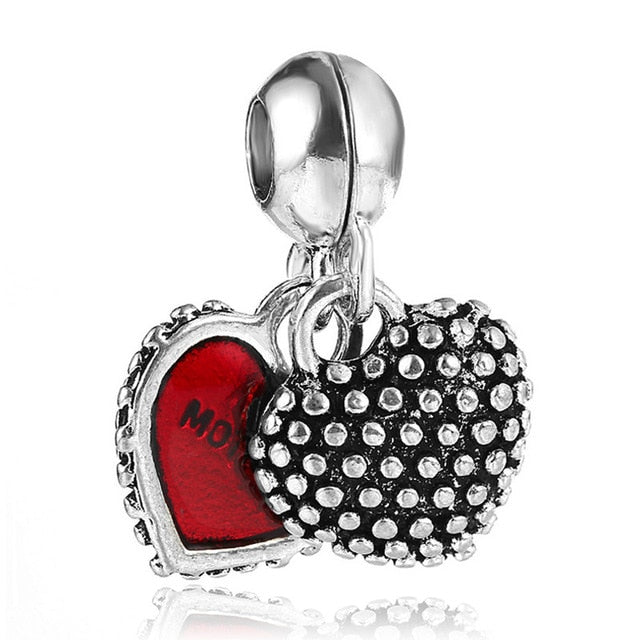 Free Shipping 1PC Silver Plated Red Enamel Snow White Apple Large Hole Beads Fit European Pandora Charm Bracelets & Necklaces