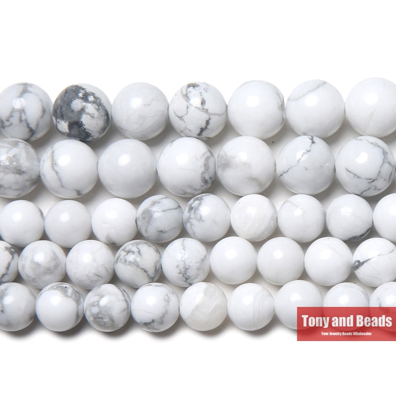 Free Shipping Natural Stone White Howlite Turquoises Round Loose Beads 15" Strand 3 4 6 8 10 12 MM Pick Size For Jewelry