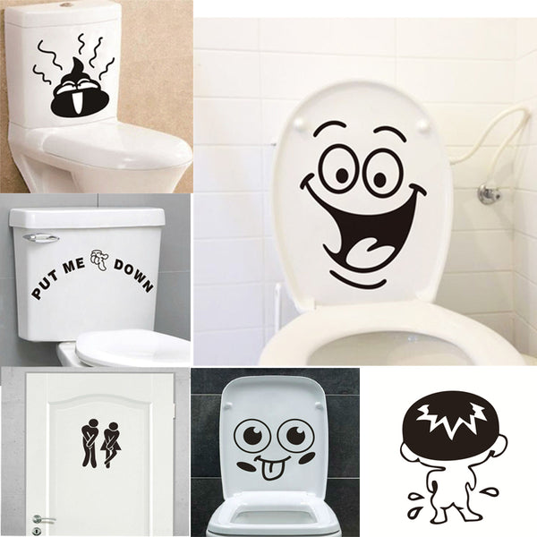 Funny Smile Bathroom Wall Stickers Toilet Home Decoration Waterproof Wall Decals For Toilet Sticker Decorative Poster Home Decor