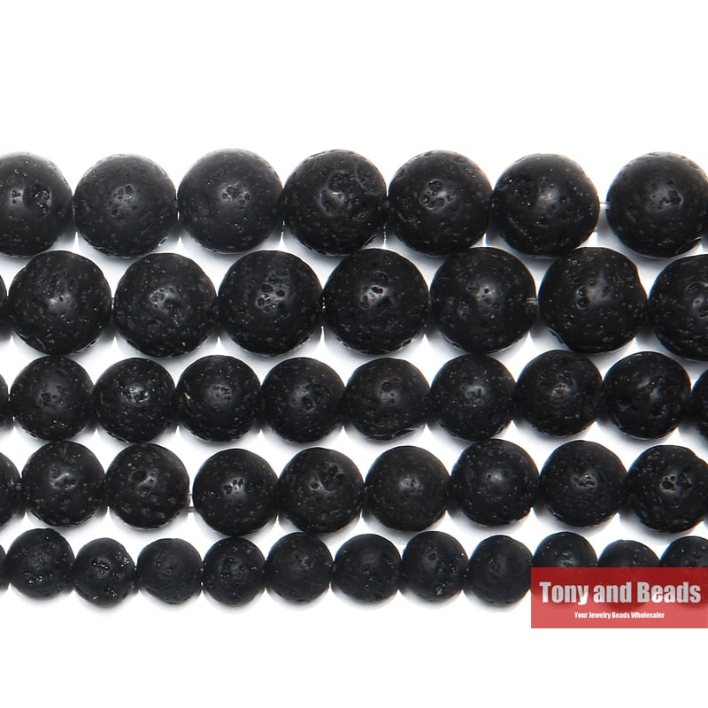 Free Shipping Natural Stone AA Quality Volcano Lava Round Loose Beads 15" Strand 4 6 8 10 12 14MM Pick Size For Jewelry Making