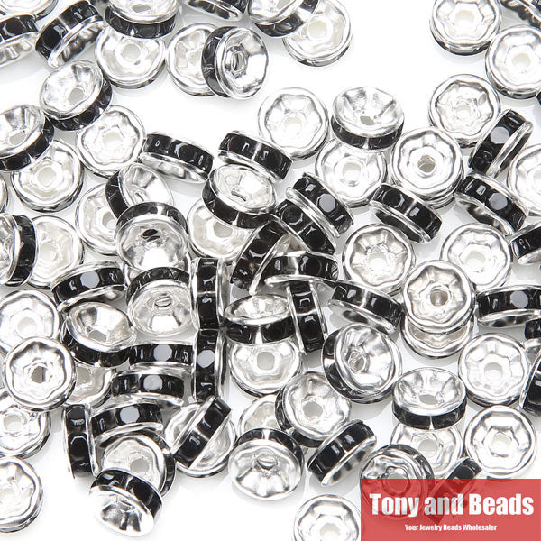 (50Pcs=1Lot !) Free Shipping AAAA Quality 6x3MM Metal Silver Plated Crystal Rhinestone Rondelle Spacer Beads 18Colors For Choose