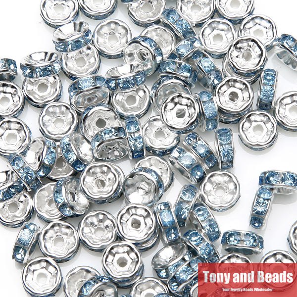 (50Pcs=1Lot !) Free Shipping AAAA Quality 6x3MM Metal Silver Plated Crystal Rhinestone Rondelle Spacer Beads 18Colors For Choose