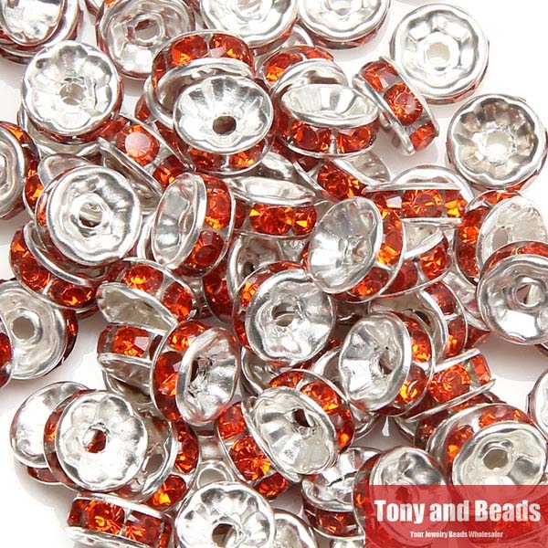 (50Pcs=1Lot !) Free Shipping AAAA Quality 6x3MM Metal Silver Plated Crystal Rhinestone Rondelle Spacer Beads 18Colors For Choose