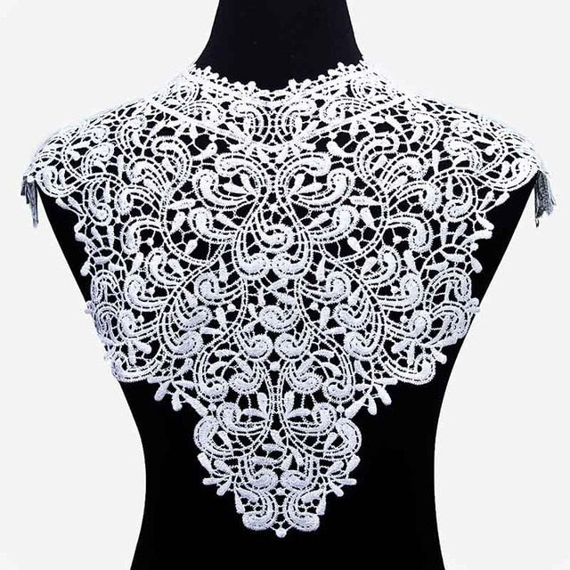 Misaya 1pc Polyester 4 Colors Flower Lace Neckline Fabric,DIY handmade Wedding Dress Lace Collar For Sewing Supplies Crafts
