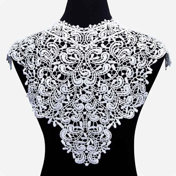 Misaya 1pc Polyester 4 Colors Flower Lace Neckline Fabric,DIY handmade Wedding Dress Lace Collar For Sewing Supplies Crafts