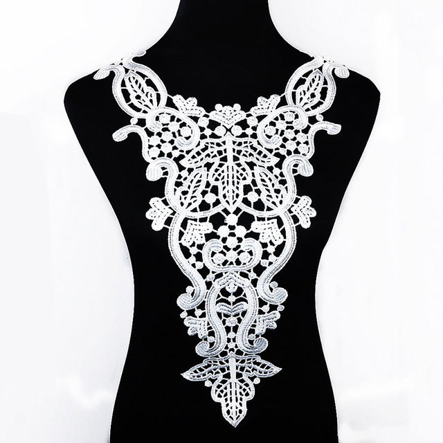 Misaya 1pc Polyester 4 Colors Flower Lace Neckline Fabric,DIY handmade Wedding Dress Lace Collar For Sewing Supplies Crafts