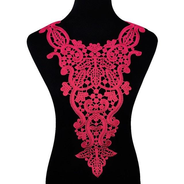 Misaya 1pc Polyester 4 Colors Flower Lace Neckline Fabric,DIY handmade Wedding Dress Lace Collar For Sewing Supplies Crafts