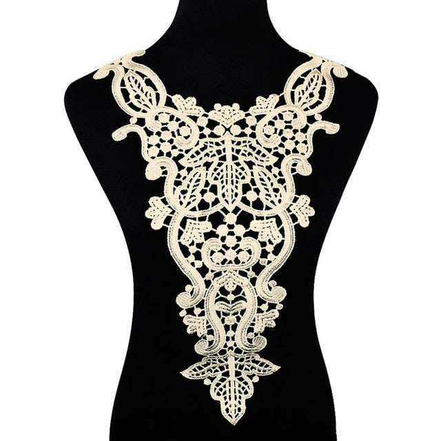 Misaya 1pc Polyester 4 Colors Flower Lace Neckline Fabric,DIY handmade Wedding Dress Lace Collar For Sewing Supplies Crafts