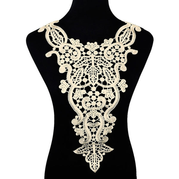 Misaya 1pc Polyester 4 Colors Flower Lace Neckline Fabric,DIY handmade Wedding Dress Lace Collar For Sewing Supplies Crafts