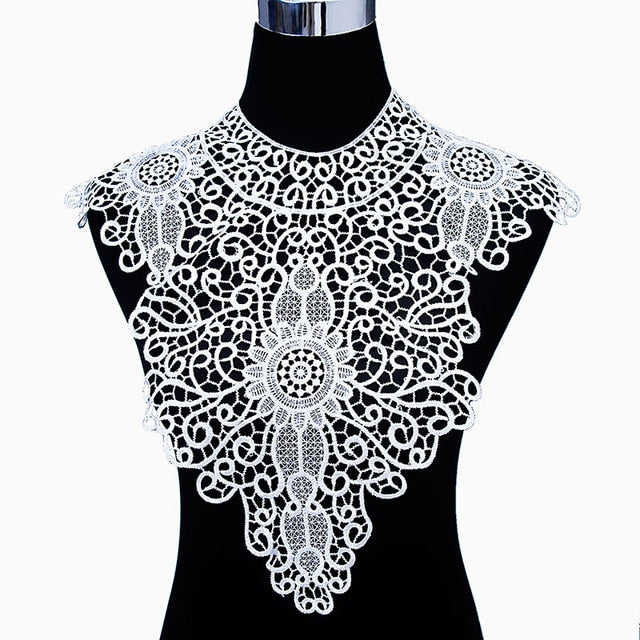 Misaya 1pc Polyester 4 Colors Flower Lace Neckline Fabric,DIY handmade Wedding Dress Lace Collar For Sewing Supplies Crafts