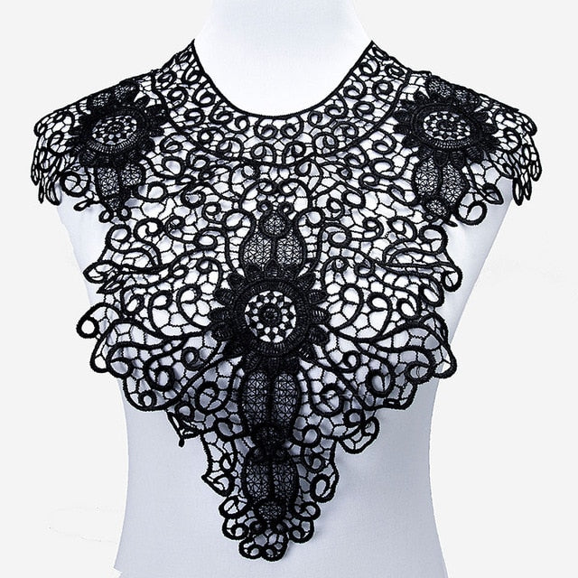 Misaya 1pc Polyester 4 Colors Flower Lace Neckline Fabric,DIY handmade Wedding Dress Lace Collar For Sewing Supplies Crafts