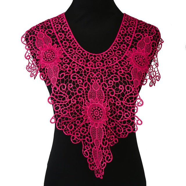 Misaya 1pc Polyester 4 Colors Flower Lace Neckline Fabric,DIY handmade Wedding Dress Lace Collar For Sewing Supplies Crafts