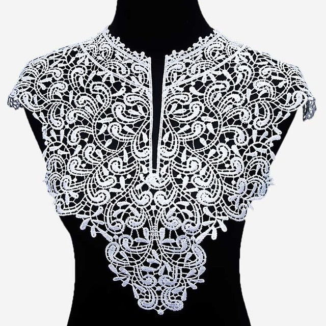 Misaya 1pc Polyester 4 Colors Flower Lace Neckline Fabric,DIY handmade Wedding Dress Lace Collar For Sewing Supplies Crafts